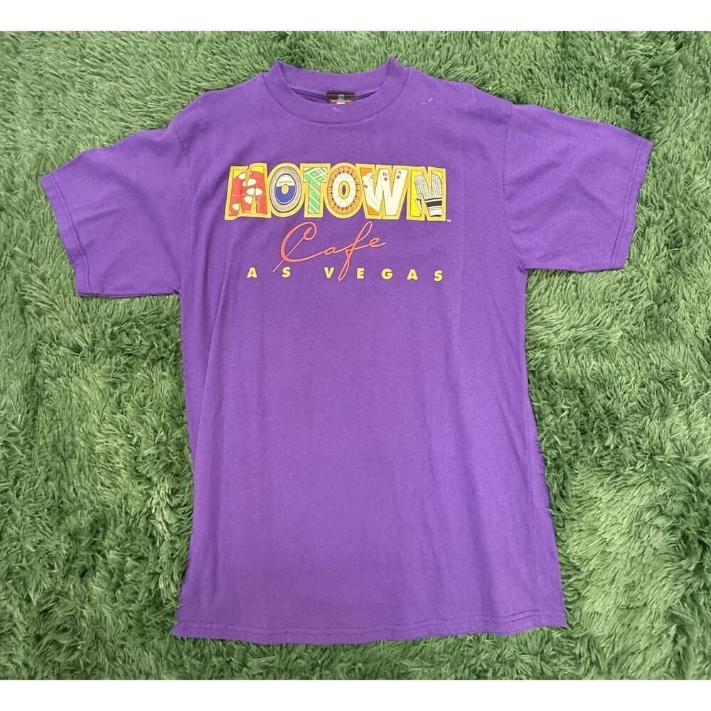 Vintage 90s Motown Cafe Las Vegas T-Shirt Men's L Purple 100% Cotton Retro Music